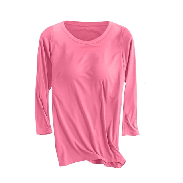 Besolor Hauts pour Femmes à Manches 3/4 avec Soutien-Gorge Intégré Haut de Pyjama Confortable à Col Rond Chemises Décontractées d'Été