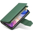 thumbnail image 6 of Case for iPhone 13 Pro 6.1 inch, Glossy PU Leather 9 Card Slots Magnetic Closure Detachable Wrist Strap Zipper Wallet Shockproof Removable Back Cover Case - Dark Green, 6 of 15