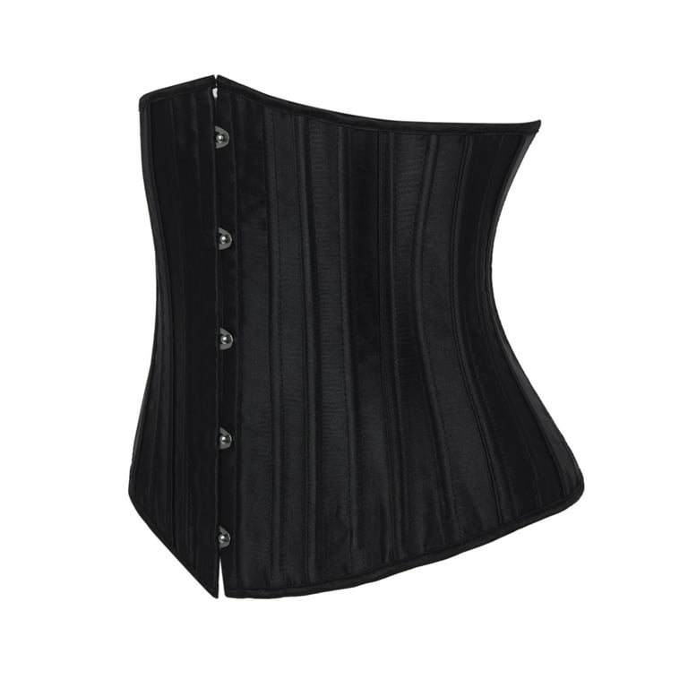 Fashion Women's Steel Boned Waist Trainer Underbust Corset Bustier Lingerie  with G-string Black 