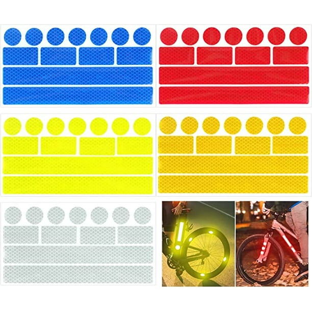 ShenMo 5 jeux d'autocollants auto-réfléchissants, bandes réfléchissantes  pour vélo, autocollants réfléchissants pour casque de vélo, autocollants  pour voiture/vélo/poussette/casque/moto/vélo 