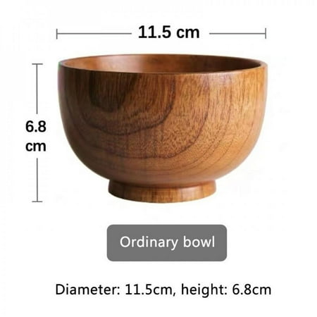 

Retro Japanese Style Round Rice Bowl Tableware Creative Quaint Anti-Scalding Sour Date Wooden Soup Noddle Bowl