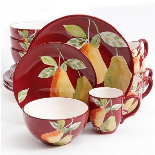Gibson Home Fruitful Pears 16 Piece Dinnerware Set