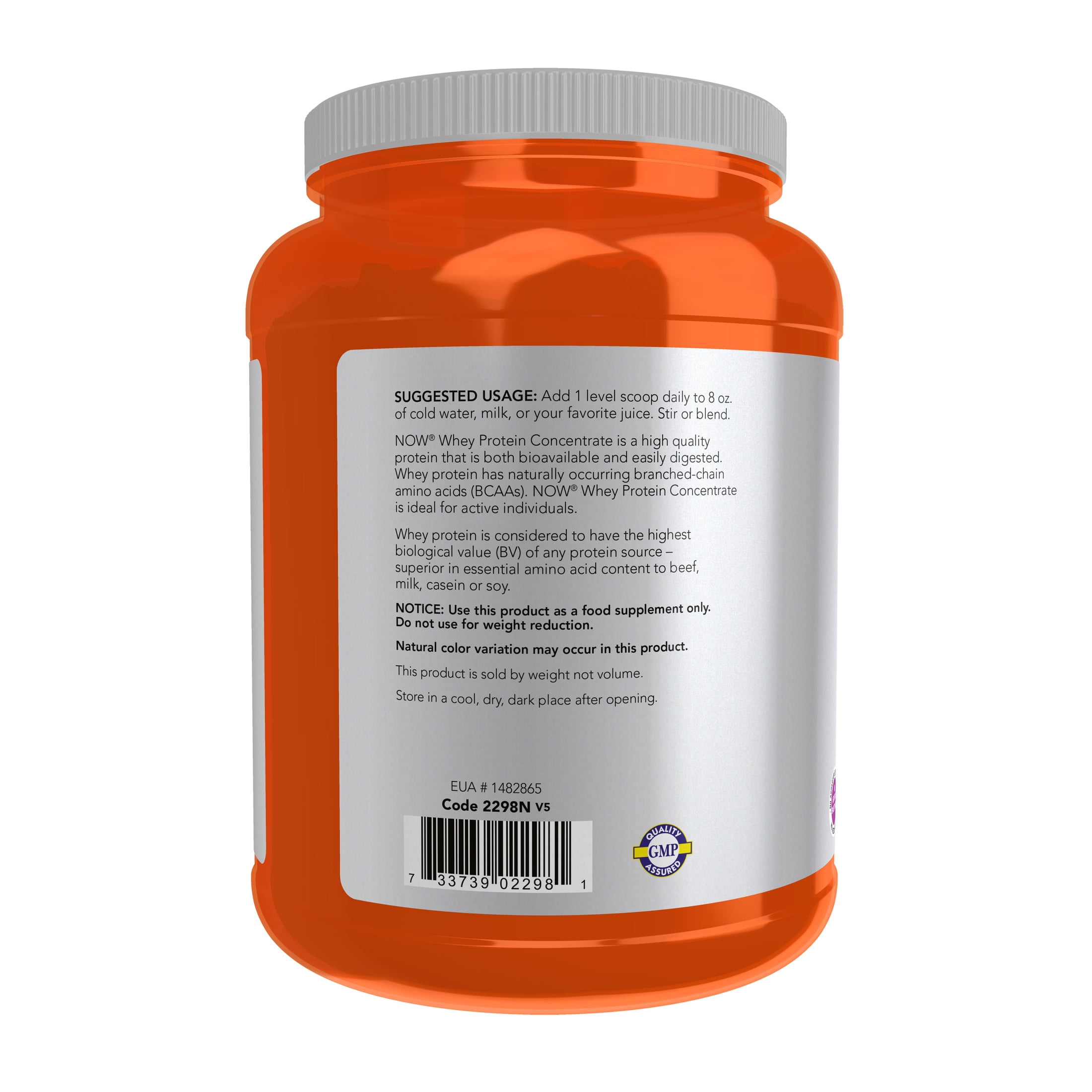 NOW Sports Nutrition, Whey Protein Concentrate, 24 g With BCAAs, Unflavored Powder, 1.5-Pound