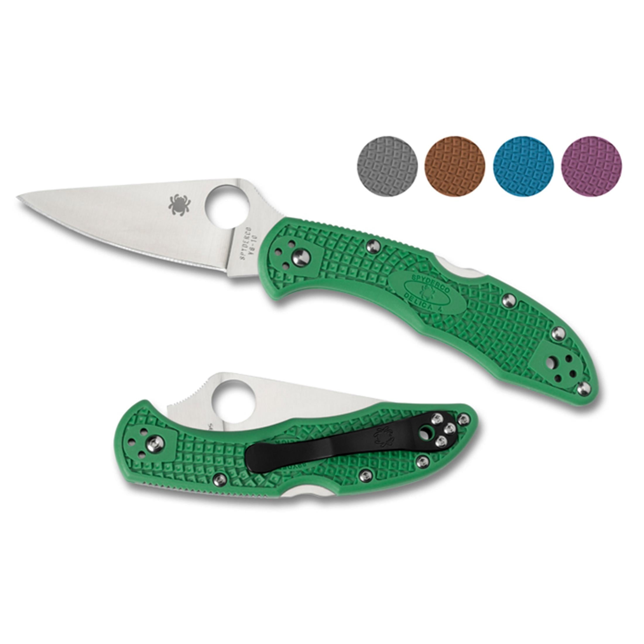 Spyderco Delica 4 Lightweight Blue FRN Flat Ground PlainEdge Folding Knife