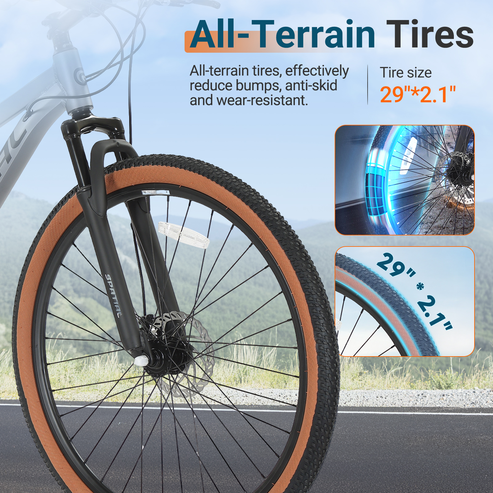 SPATIAL 29 inch Mountain Bike, 21 Speeds Lightweight Aluminum Frame Mountain Bicycle,Fits Men Women Teenagers Adult Disc Brake MTB Bicycles,Silver
