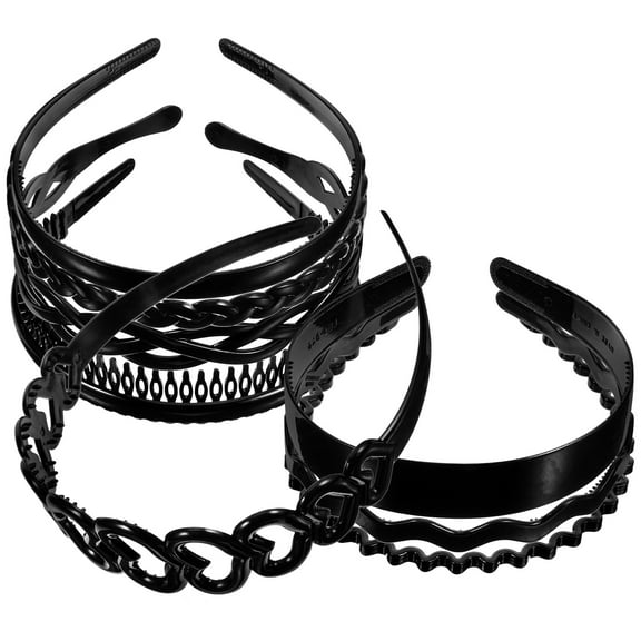 LOLIPPYY 1Set Unisex Black Plastic Hair Hoop Headband with Wavy Teeth for Secure Anti Slip Hold
