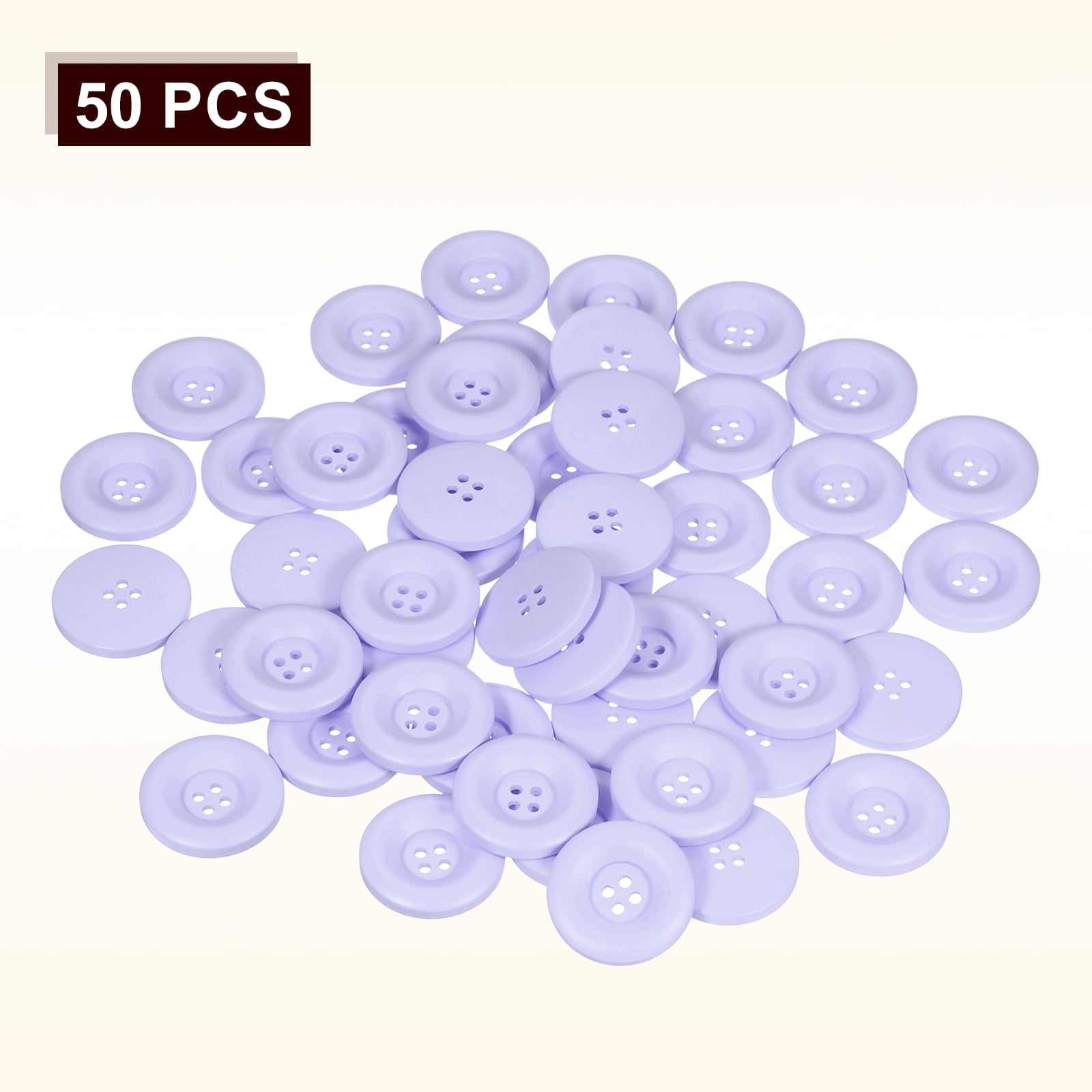 Uxcell 50pcs Sewing Button 30mm 4 Holes Resin Round Crafting Buttons, Purple