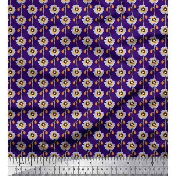 Soimoi Poly Georgette Fabric Artistic Floral Printed Craft Fabric by the Yard 52 Inch Wide