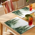 thumbnail image 4 of Watercolor Forest Placemats Set of 12 Green Foggy Natural Landscape Plants Place Mats Indoor Wipeable Table Mats Washable Cloth Dining Table Placemats for Kitchen Holiday Party Home Decor 13x19 Inch, 4 of 9