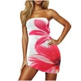 thumbnail image 2 of Abomasnow Women's Sexy Tube Top Mini Dress Floral Print Strapless Bodycon Short Dress Y2k Cocktail Party Going Out Bandeau Dresses, 2 of 9