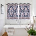 thumbnail image 3 of Orange Blue Boho Kitchen Curtains Short 45 Inch Length, Ethnic Geometric Middle Century Art Grommet Top Bedroom Living Room Curtains, Light Filtering Cafe Curtain Drapes 2 Panels Set 84''x45'', 3 of 9