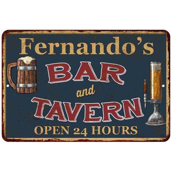 Fernando's Green Bar & Tavern Rustic Sign 8 x 12 High Gloss Metal 208120047908
