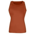 thumbnail image 3 of Mohiass Womens Sleeveless Racerback High Neck Casual Basic Cotton Ribbed Fitted Tank Top Ginger 2XL, 3 of 6