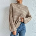 thumbnail image 2 of Byworldtasic Womens Sweaters Women's Fall Oversized Pullover Sweaters Casual Crewneck Long Sleeve Chunky Cable Knit Tops Winter Tops Khaki, 2 of 4