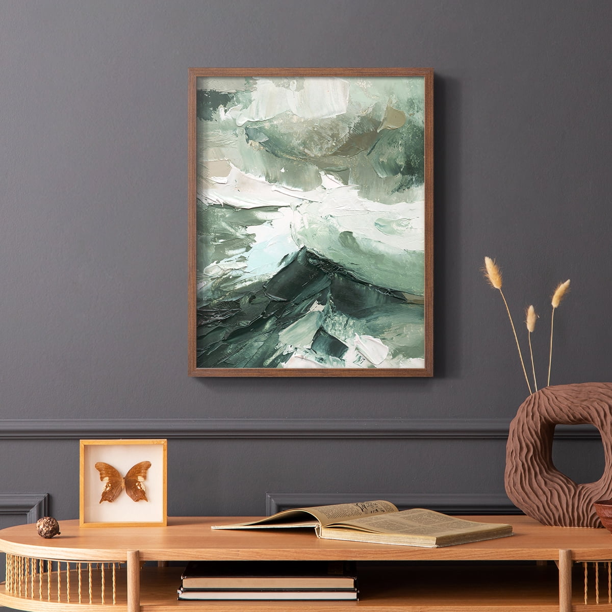 Crashing II Framed Print in Brown Solid Wood Framed Print No Nail Hanging