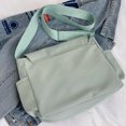 thumbnail image 3 of Bolso de mensajero lindo para mujer, lienzo con apliques de letras y estrellas para adolescentes y estudiantes (verde), 3 of 9