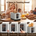 thumbnail image 4 of Suodoka 2-Slice Digital Toaster, Stainless Steel Touch Control Toaster with 6 Shade Settings, 5 Functions & 5.51" Extra-Wide Slots, 4 of 8