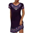 thumbnail image 2 of Aloohaidyvio Dresses Plus Size,Womens Fashion Comfortable Casual Ethnic Short Sleeve Round Neck Print Dress, 2 of 6
