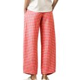 thumbnail image 5 of Zulora Women’s High Waisted Checkered Wide Leg Pants Button Fly Side Pockets Casual Summer Trousers, 5 of 9