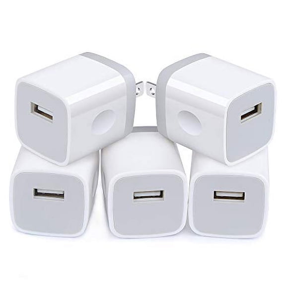 iPhone Charger Adapter Fast Charging, 5Pack Single Port USB Wall Plug in Phone Fast Charger Cube Box Head Travel Power Blocks Brick Compatible iPhone SE /12/11 Pro Max, Samsung HTC LG Sony
