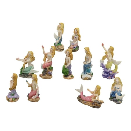 Miniature Mermaid Figurines Ebros Colorful Nautical Ocean Coral Reef Mermaids in Multiple Poses Miniature Figurine Set of 12 Fantasy Mermaid Mergirls Sirens of The Seas 3