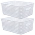 thumbnail image 6 of HOOWIFFY 2-Pack White Plastic Storage Baskets for Kitchen, Office, Home Organization and Sundries Storage Containers, 6 of 8