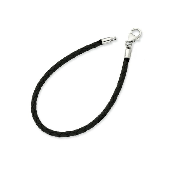 West Coast Jewelry Women's Silver Plated Clasp Braided Leather Bracelet (3mm) - 7.5"