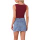 thumbnail image 3 of INSPIRAR CHIC Top Corto de Mujer con Hilos Metálicos en Color Sólido Cuello Barco Sin Mangas L Rojo Vino, 3 of 6
