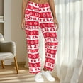 thumbnail image 2 of Hngshg Christmas Pajama Pants for Women Fleece Fuzzy Lounge Pants Elastic Waist Straight Leg Sleep Pants with Pockets, 2 of 8