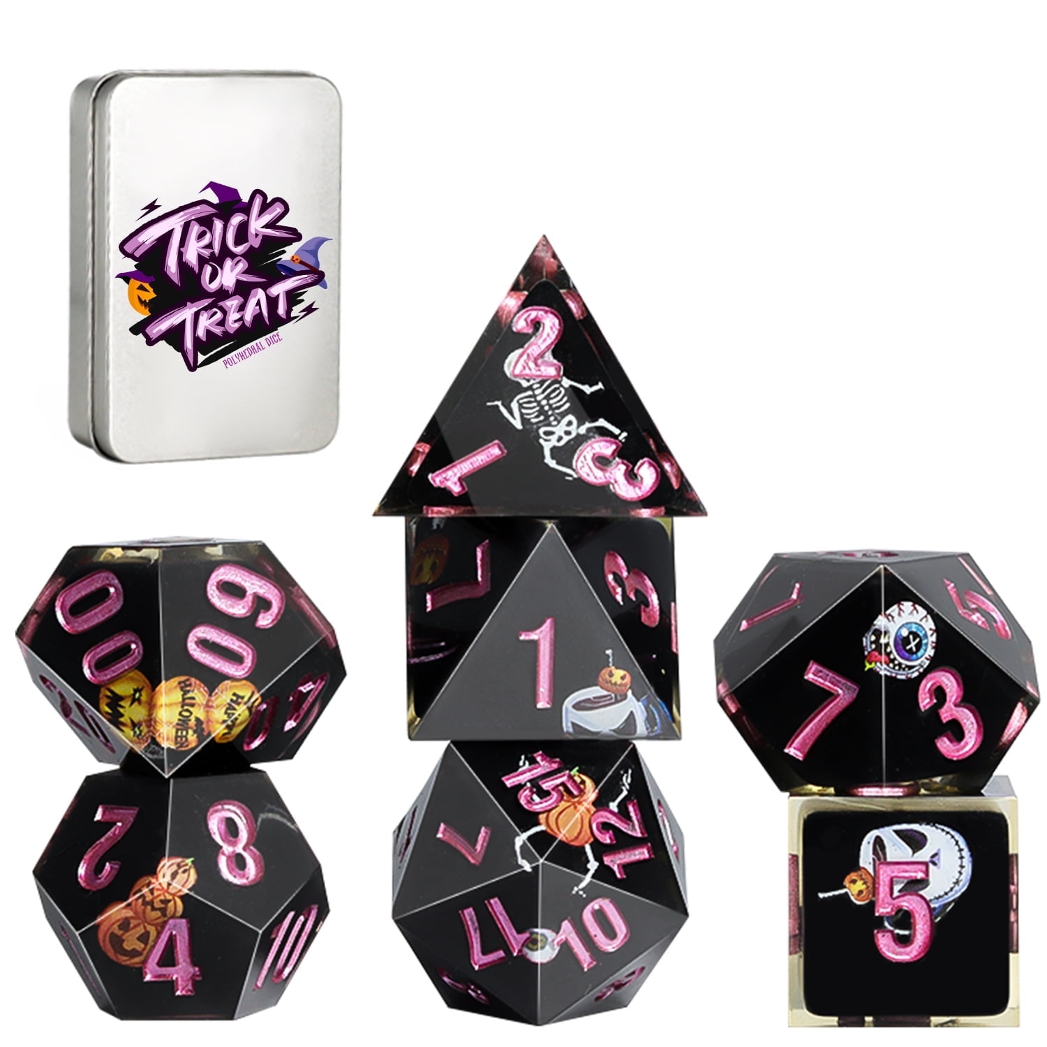 SWAJUJA Dark Fantasy Polyhedral DND Dice Set, 7 Pieces