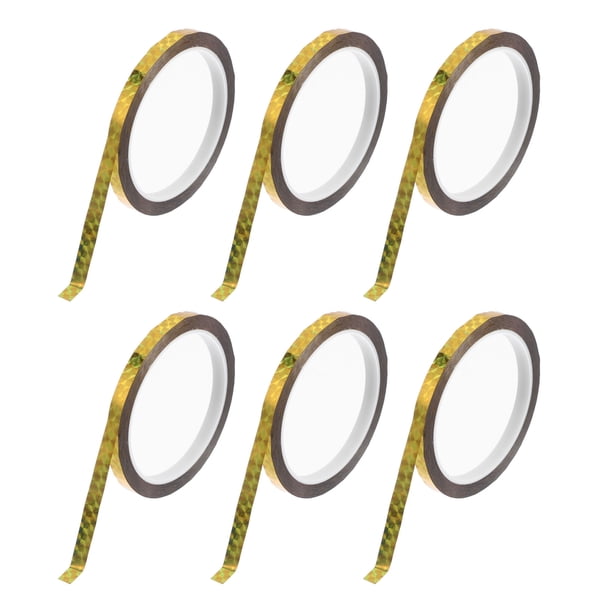 Cinta de rayas Unique Bargains 164.04ft x 0.2" Calcomanías de rayas para coche, motocicleta y barco, calcomanías DIY de rayas de carrera Oro láser 6 piezas