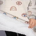 thumbnail image 3 of Oversized Wearable Blanket Hoodie,Brown Boho Eye and Rainbow Pattern Sherpa Blanket Hoodie with Super Pockets,Super Warm Fuzzy Pullover for Women & Men, 3 of 6