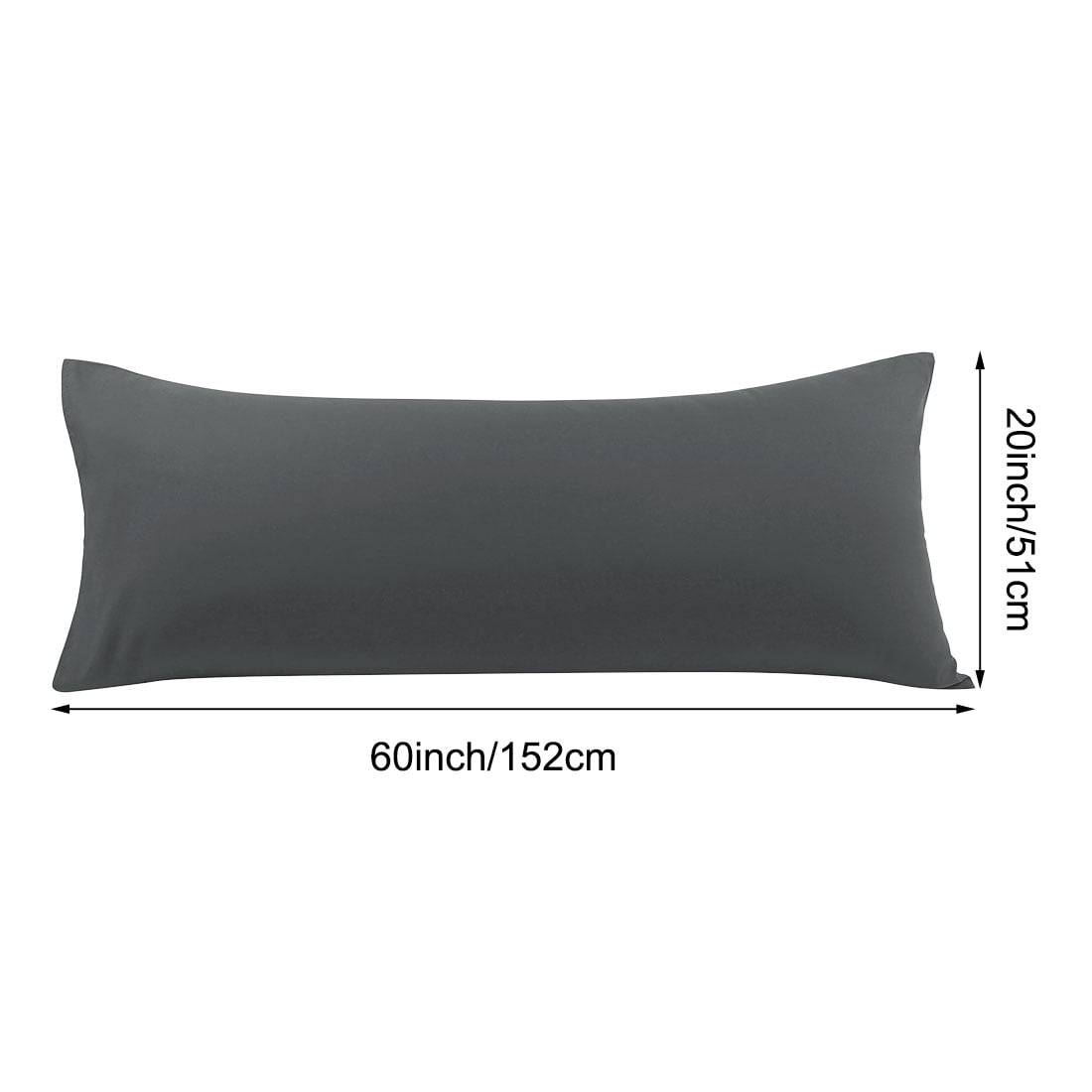 Unique Bargains Microfiber Solid Body Pillow Cover, 20" x 60", Grey