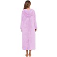 thumbnail image 4 of Riecok Flannel Robes for Women Cozy Soft Long Sleeve Warm Bathrobe with Front Pockets Winter Housecoat Purple 2XL, 4 of 4