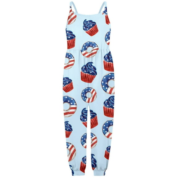 Gubotare Jumpsuit for Teen Girls Youth Baby Cute Summer Jumpsuits for Girls Kids Strap Romper Jumpsuit Size 2-3T (Blue,2-3 Years)