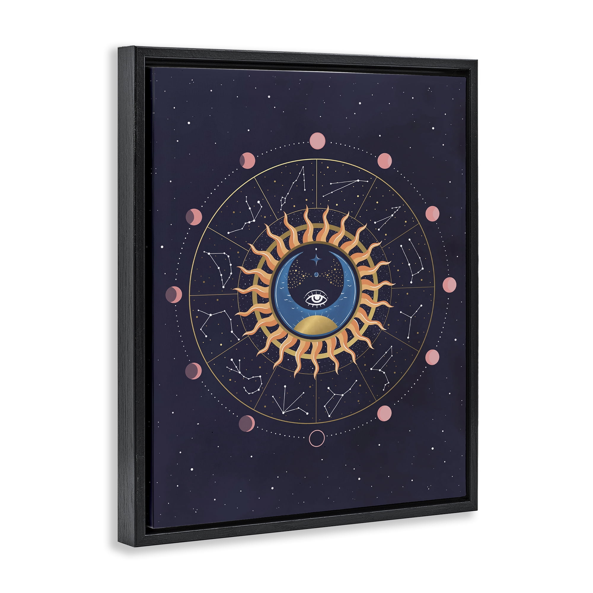 Stupell Industries Astrology Zodiac Constellations Astrology & Stars Painting Black Floater Framed Canvas Art Print Wall Art, 17 x 21