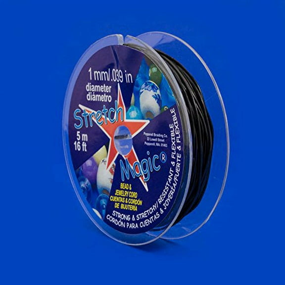 1mm Black Stretch Magic Bead Cord (5 Meters) Knottable Stretchy Beading Cord