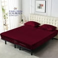 thumbnail image 2 of Js sanders 600 Tc Top Split Head Queen Sheet Set for Adjustable beds - Sleep Number Flex Sheets - 32" Split Top 100% Sheets - Cotton Sheet Set - Burgundy - 15 inch Deep pocket, 2 of 8