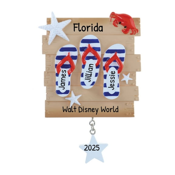 Personalized Family Christmas Ornament 2024 Summer Family of 3 Flip Flop Ornaments Lovable Keepsake