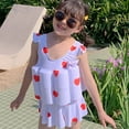 thumbnail image 2 of Itsun Swimsuit for Girls,Toddler Baby Girls Float Cute Sleeveless Swimwear+Swimming Cap Buoyancy Swimsuit White 6-7 Years, 2 of 5