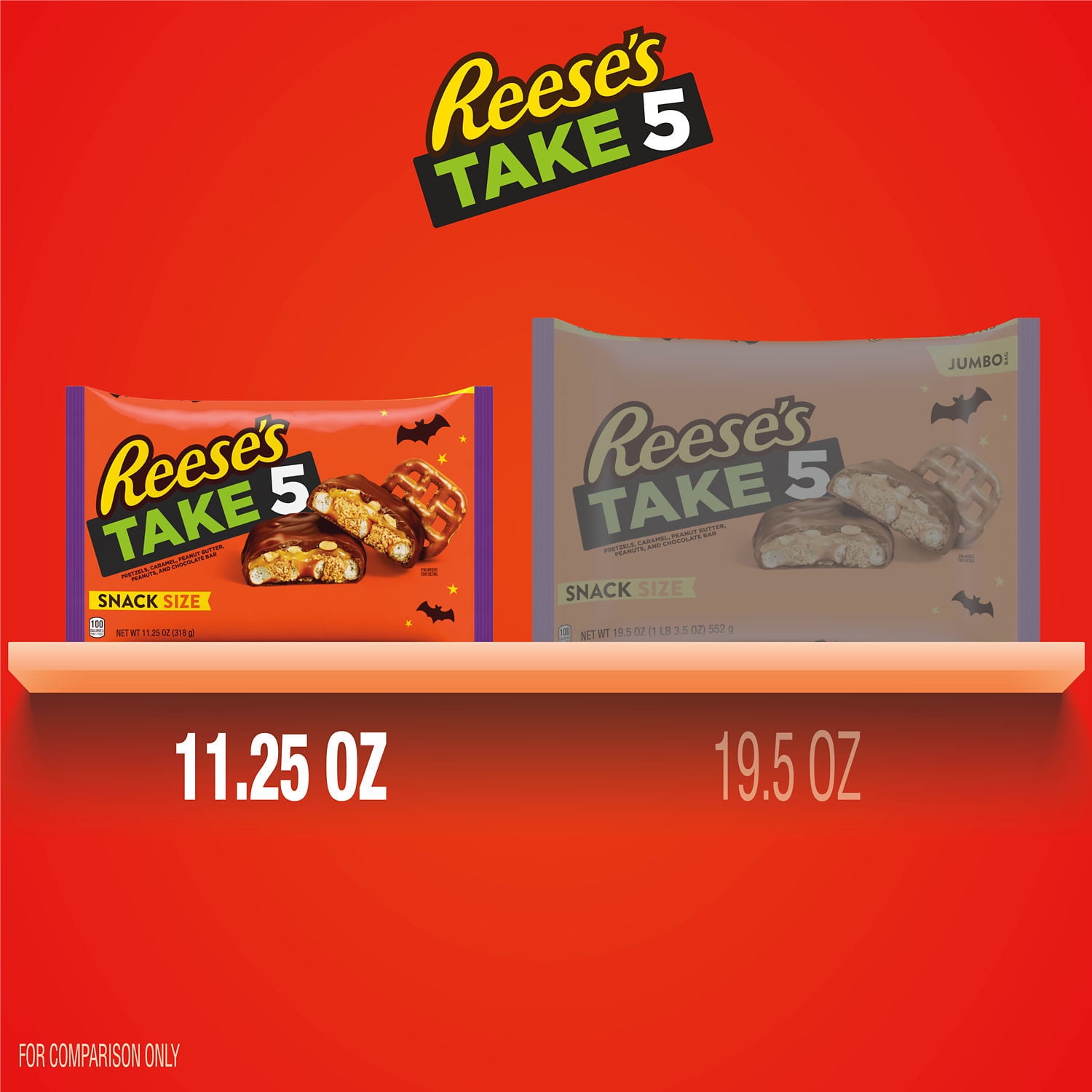  REESE'S TAKE 5 Pretzel, Peanut and Chocolate Snack Size,  Christmas Candy Bag, 11.25 oz : Grocery & Gourmet Food