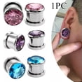thumbnail image 2 of GKNET Ear Plug Zircon Crystal Gem Metal Flesh Tunnel SCREW ON Ear Piercing 10mm /-blue-4mm, 2 of 9