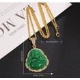 thumbnail image 2 of Green Jade Color Happy Buddha Yoga Large Pendant Necklace Steel CZ Stone Gold, 2 of 4