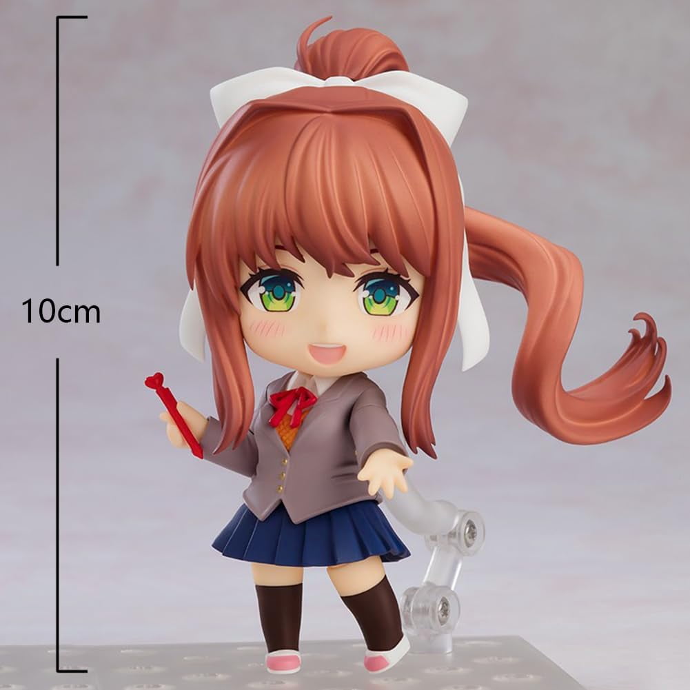 Monika Anime Figure Yuri Action Figurine Cartoon Interchangeable Face Model with Accessories PVC Anime Statue Collection Desktop Ornaments