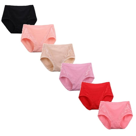 LUOGENLI Panties for Women Pack Cotton Bikini Womens Plus Size Underwear Cotton Panties Lace Soft Hipster Panty Ladies Stretch Sexy Briefs Panties for Women High Waist Nylon XXL