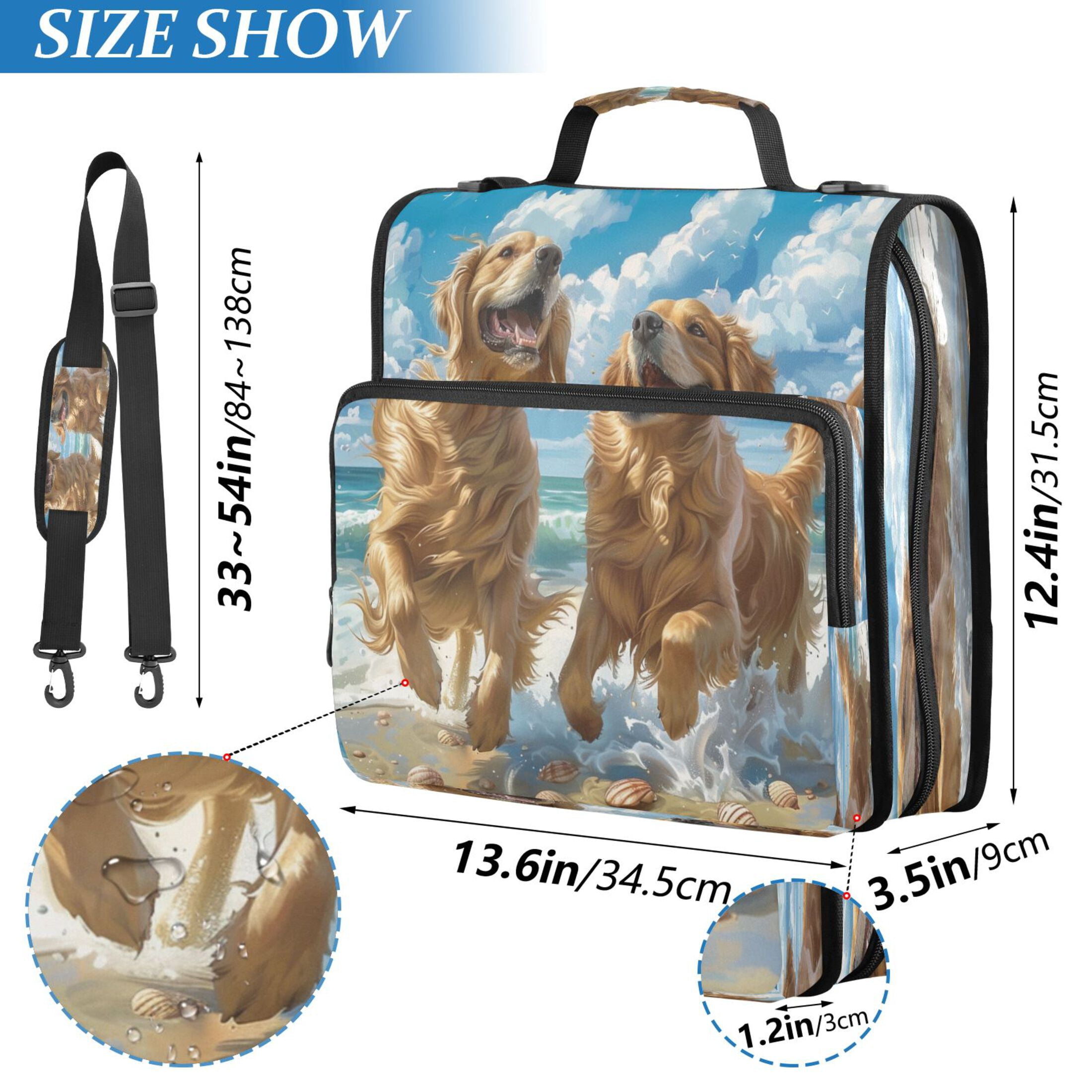 YAZAOO Zipper Binder trapper keeper Documents Organized Design Joyful Goldens by The Waves Printed