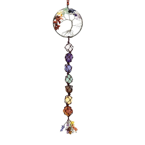 7 Color Stone 7 Color Crystal Stone Hand Woven Pendant