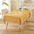 thumbnail image 1 of Nvzi Nuevo mantel de mesa de comedor de tela rectangular a cuadros de color sólido, resistente al agua y al polvo, mantel decorativo para mesa de comedor y mesa de café (amarillo, 240 * 140 cm), 1 of 5