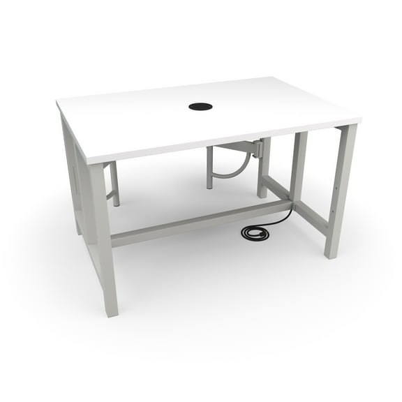 OFM Endure Series Standard Height Table, 2 Seats, White Dry-Erase Top with Maple Backless Seats (9294-2S-MPL-WHT)