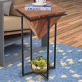 thumbnail image 2 of ZCLP 26-Inch Pyramid Shape Wooden Side Table with Cross Metal Base, Brown and Black, 2 of 6